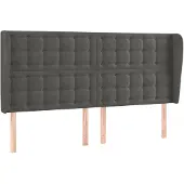 vidaXL Hoofdbord met randen 183x23x118/128 cm fluweel donkergrijs