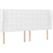 vidaXL Hoofdbord met randen 183x23x118/128 cm kunstleer wit