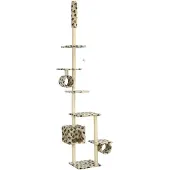 vidaXL Kattenboom met sisal krabpalen, 260 cm, beige, met pootjesprint