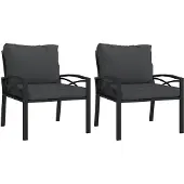vidaXL Tuinstoelen met grijze kussens 2 st 68x76x79 cm staal