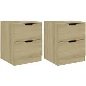 vidaXL Nachtkastjes 2 st 40x40x50 cm bewerkt hout sonoma eikenkleurig