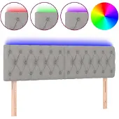 vidaXL Hoofdbord LED 144x7x78/88 cm stof lichtgrijs