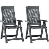 vidaXL Verstelbare klapstoelen, 2 stuks, antracietkleurig kunststof