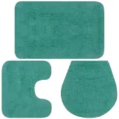 vidaXL Badmattenset stof turquoise 3-delig