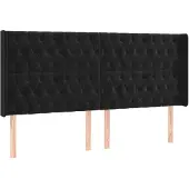 vidaXL Hoofdbord met randen 203x16x118/128 cm fluweel zwart