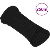 vidaXL Werktouw 3 mm 250 m polyester zwart