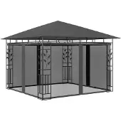 vidaXL Prieel met klamboe 180 g/m² 3x3x2,73 m antraciet
