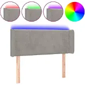 vidaXL Hoofdbord LED 103x16x78/88 cm fluweel lichtgrijs