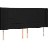 vidaXL Hoofdbord met randen 163x16x118/128 cm stof zwart