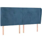 vidaXL Hoofdbord met randen 203x23x118/128 cm fluweel donkerblauw