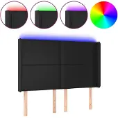vidaXL Hoofdbord LED 147x16x118/128 cm kunstleer zwart