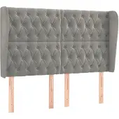 vidaXL Hoofdbord met randen 163x23x118/128 cm fluweel lichtgrijs