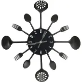 vidaXL Wandklok met lepel- en vorkdesign, zwart, 40 cm, aluminium