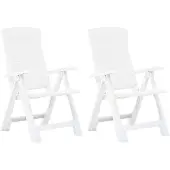 vidaXL Opklapbare ligstoelen, 2 stuks, wit plastic.