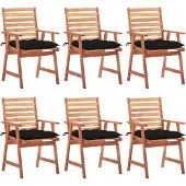 vidaXL Tuinstoelen 6 st met kussens massief acaciahout