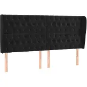 vidaXL Hoofdbord met randen 203x23x118/128 cm fluweel zwart