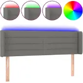 vidaXL Hoofdbord LED 147x16x78/88 cm stof donkergrijs