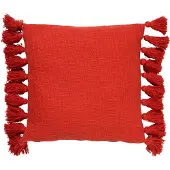 Dutch decor - RUBY - Kussenhoes 45x45 cm - 100% katoen - met flosjes - Aurora Red - rood