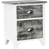 vidaXL Nachtkastje 38x28x45 cm paulowniahout grijs en wit