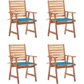 vidaXL Tuinstoelen 4 st met kussens massief acaciahout