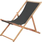 vidaXL Strandstoel inklapbaar stof en houten frame grijs
