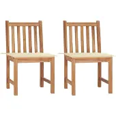 vidaXL Tuinstoelen 2 st met kussens massief teakhout