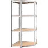 vidaXL Hoekrek met 4 planken, zilverkleurig, staal en houtvezel