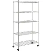 vidaXL Opbergrek 5-laags met wielen 250 kg 75x35x155 cm chroomkleurig