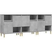 vidaXL Dressoirs 3 st 60x35x70 cm bewerkt hout betongrijs