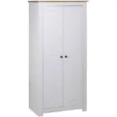 vidaXL Garderobekast, wit, 80x50x171,5 cm, massief beuken, Panama-serie