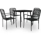 vidaXL 5-delige tuinset, met katoenen touw en staal, zwart