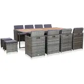 vidaXL 13-delige Tuinset poly rattan en acaciahout antraciet