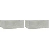 vidaXL Nachtkastjes 2 st zwevend 40x30x15 cm bewerkt hout betongrijs