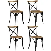 vidaXL Kruisstoelen 4 st massief mangohout zwart