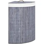 vidaXL Bamboe Hoekwasmand - Grijs, 60L