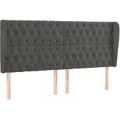 vidaXL Hoofdbord met randen 203x23x118/128 cm fluweel donkergrijs