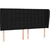 vidaXL Hoofdbord met randen 183x23x118/128 cm stof zwart