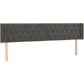 vidaXL Hoofdbord met randen 183x16x78/88 cm fluweel donkergrijs