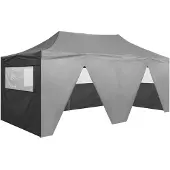 vidaXL Partytent met 4 zijwanden inklapbaar 3x6 m staal antraciet