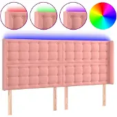 vidaXL Hoofdbord LED 163x16x118/128 cm fluweel roze