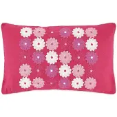 Dutch decor - MERODE - Sierkussen 30x50 cm met bloemen - fuchsia - roze