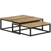 vidaXL 2-delige Salontafelset massief mangohout