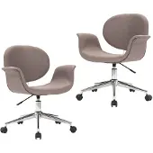 vidaXL Eetkamerstoelen draaibaar 2 st stof taupe