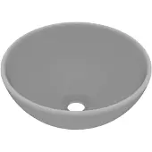 vidaXL Wastafel rond 32,5x14 cm keramiek mat lichtgrijs