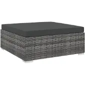 vidaXL Voetensteun 1 st met kussen poly rattan grijs