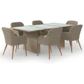 vidaXL 7-delige Tuinset poly rattan bruin