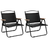 vidaXL Campingstoelen, 2 stuks, zwart, 54x43x59 cm, gemaakt van Oxford-stof
