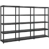vidaXL Opbergrek 5-laags 255x40x185 cm kunststof zwart