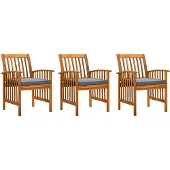 vidaXL Tuinstoelen, 3 stuks met kussens, massief acaciahout
