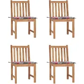 vidaXL Tuinstoelen 4 st met kussens massief teakhout